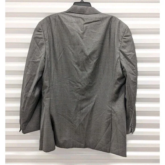 Canali Suit IT 56L 38 Grey Wool 2 Piece Windowpane Check Suit Eclectic Grandpa